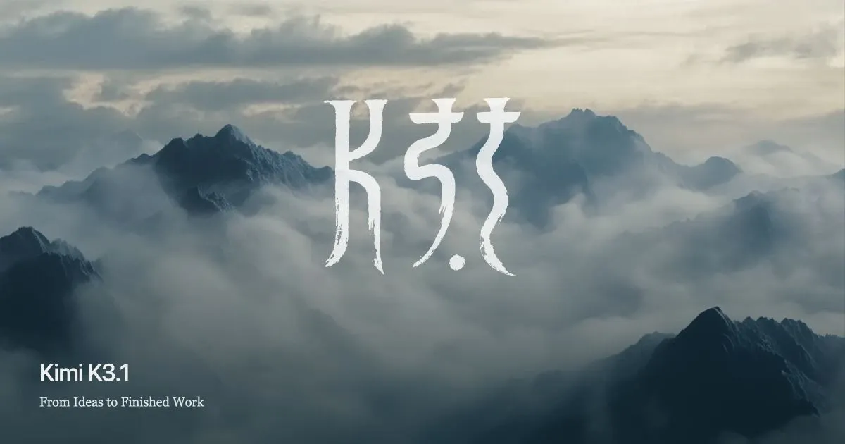 Schriftzug „Kimi K3.1 Pro“ vor einem Wolkenmeer